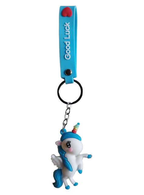 LLAVERO SILICONA DISEÑO UNICORNIO AZUL-0