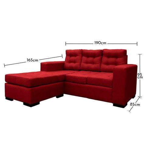 Seccional Antu Chenille Tipo Lino Rojo 3 Cuerpos-3