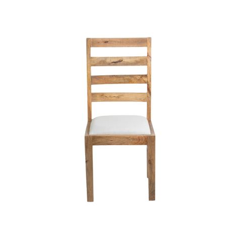 Silla De Madera De Mango Asiento Tapizado Blanco 103 x 45 x 50 cm-1