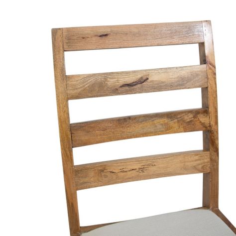 Silla De Madera De Mango Asiento Tapizado Blanco 103 x 45 x 50 cm-2
