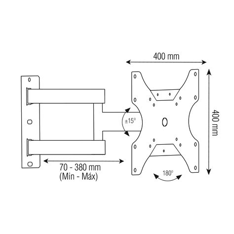 Soporte  TV con Brazo Articulado  23" a 55"  180°-1