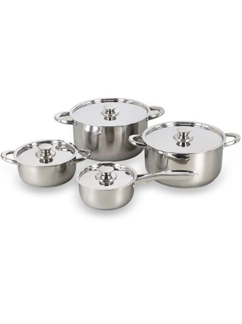 Juego Ollas Acero Inoxidable 8 Piezas Cocina 460-8ss-0