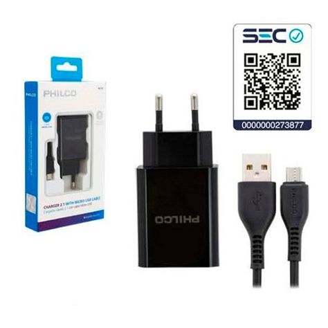 Cargador Philco De Pared Doble 2 Usb Con Cable - M-1