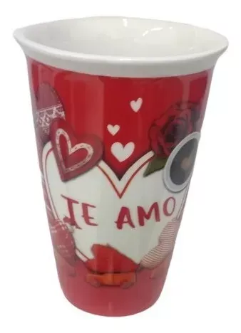 Vaso Cerámica Para Café Te Amo Con Tapa De Silicona 410 Ml-1