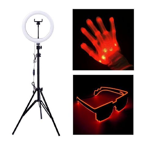 Kit Tiktoker Aro Led + Guantes + Lentes Neon-0