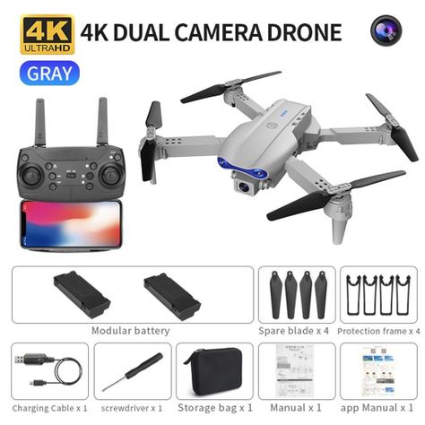Dron 4k Doble Cámara 3 Baterias Wifi Plegable Bolso-2