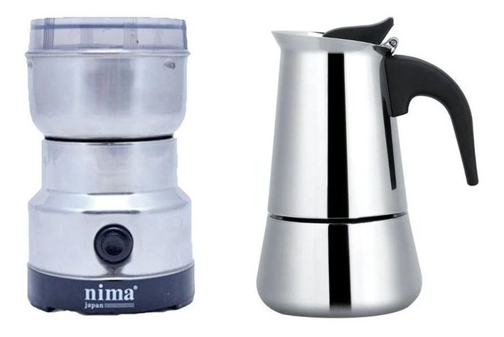 Moledor De Cafe + Cafetera Portátil De 2 Tazas-0