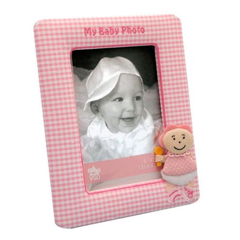 Marco de tela infantil con Aplique Rosa 10x15 cm-0