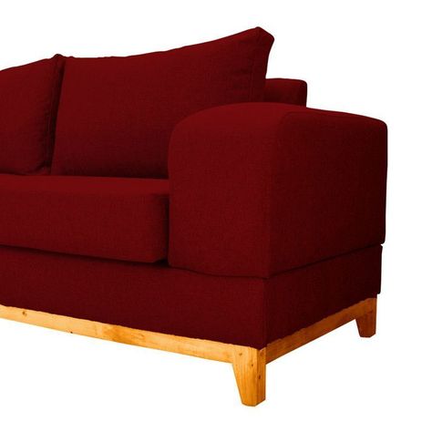 Sofá Basalto Chenille Tipo Lino Rojo 3 Cuerpos-3