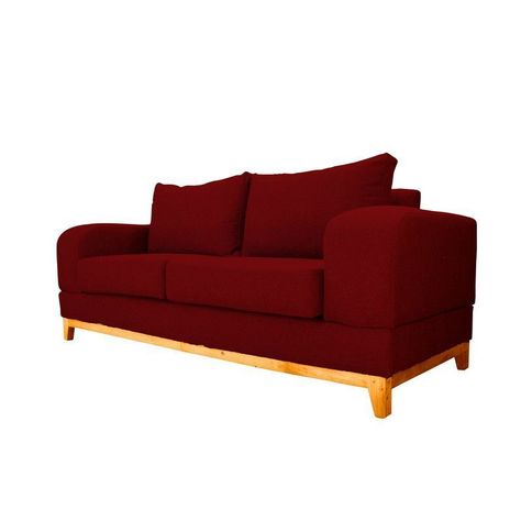 Sofá Basalto Chenille Tipo Lino Rojo 3 Cuerpos-2