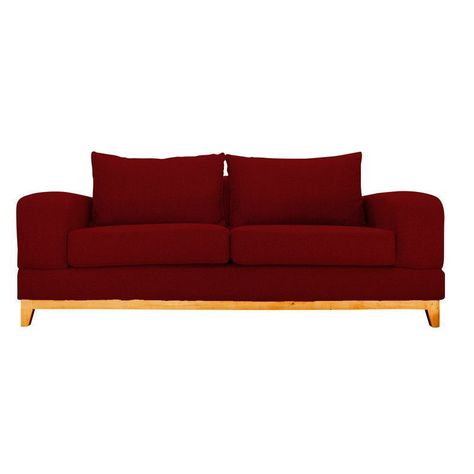 Sofá Basalto Chenille Tipo Lino Rojo 3 Cuerpos-0