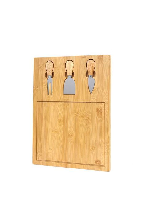 Tabla de Quesos Rectangular L con Utensilios Beige-3