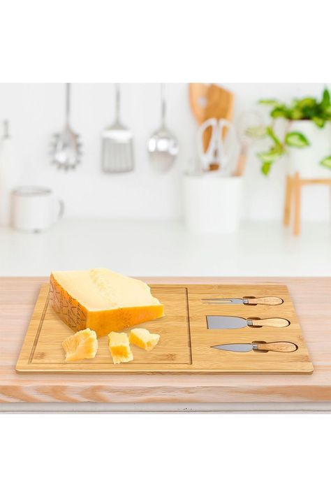 Tabla de Quesos Rectangular L con Utensilios Beige-1