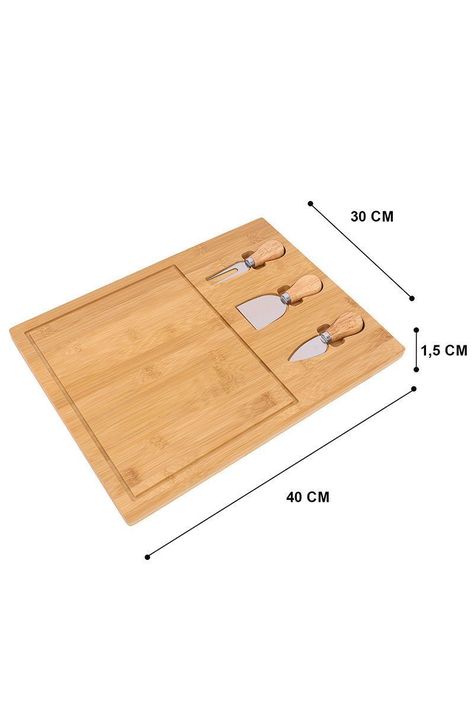 Tabla de Quesos Rectangular L con Utensilios Beige-2