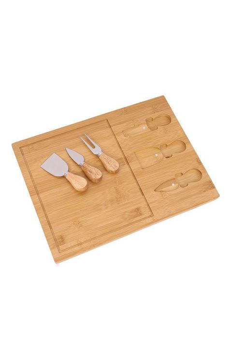 Tabla de Quesos Rectangular L con Utensilios Beige-0