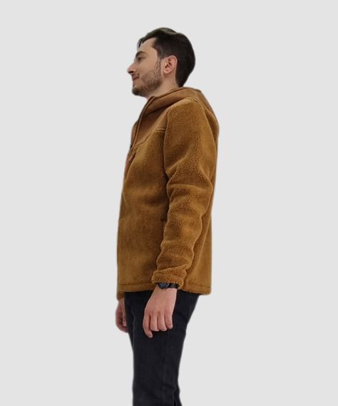 Casaca corderito con gorro camel-2