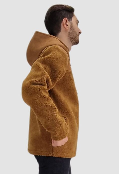 Casaca corderito con gorro camel-1