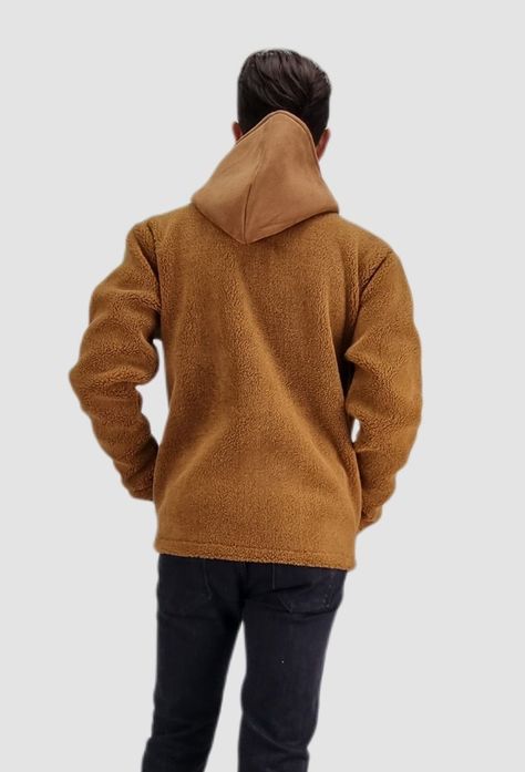 Casaca corderito con gorro camel-3