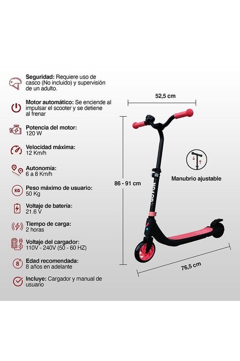 Scooter Eléctrico 12 Km/h Go Fun Rosa-2