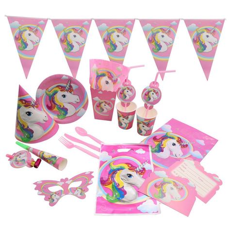 Pack Decoración Cumpleaños Niña Unicornio Cotillón-0