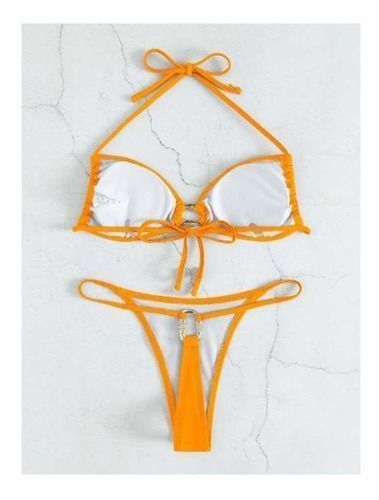 Traje Baño Bikini Halter Vinculado Con Aro-1