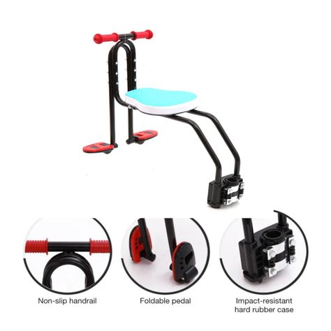 Silla Auxiliar Bicicleta, Asiento Delantero Bicicleta Para Niños Celeste-4
