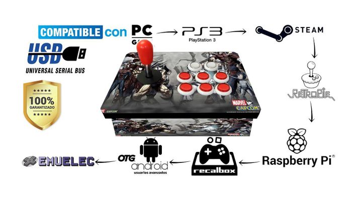 JOYSTICK ARCADE SIMPLE USB -MARVVSCAPGRIS-1