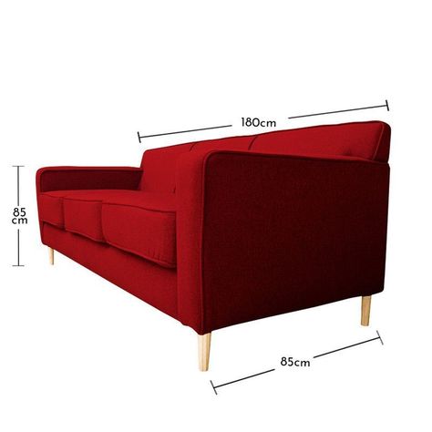 Sofá Lilen Felpa Rojo 2 Cuerpos-4