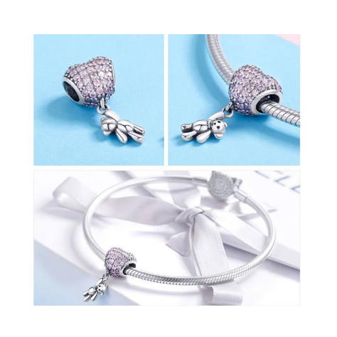 Charm Oso y Corazón en Plata Fina 925 SILVER HEART-3