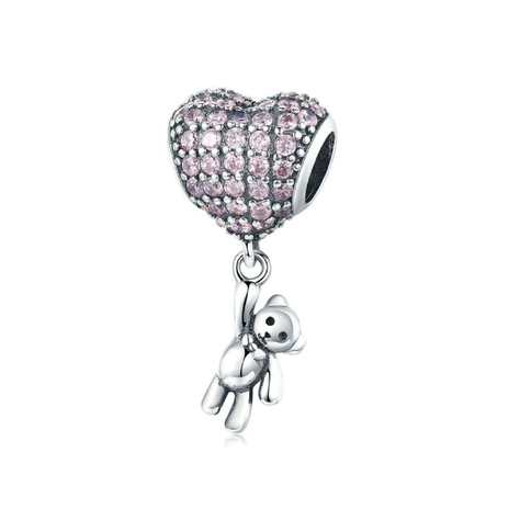 Charm Oso y Corazón en Plata Fina 925 SILVER HEART-0