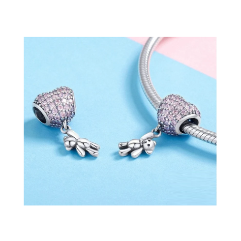 Charm Oso y Corazón en Plata Fina 925 SILVER HEART-1