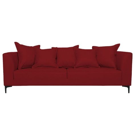 Sofá Cordelia Chenille Tipo Lino Rojo 3 Cuerpos-0