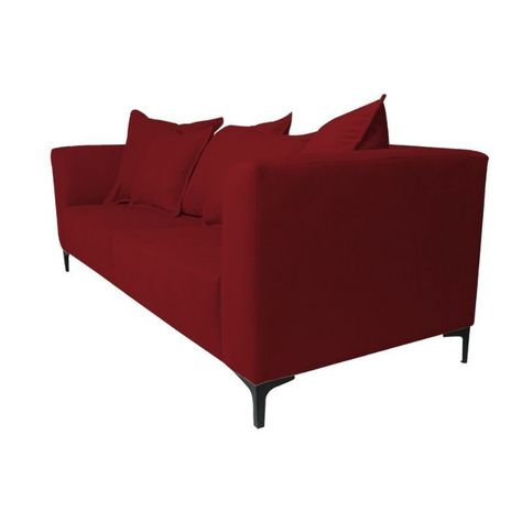 Sofá Cordelia Chenille Tipo Lino Rojo 3 Cuerpos-1