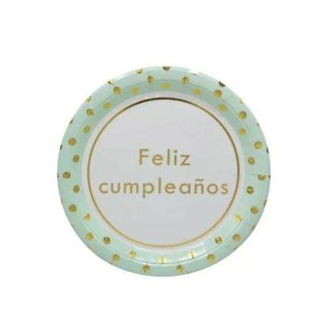 Platos - Verde Cumpleaños - Pequeño 7" 6pcs-0