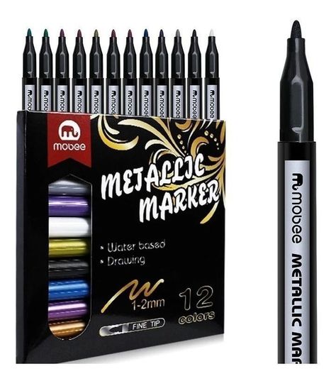 Lápices Metálicos Set 12 Colores Permanente Mobee-1