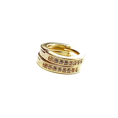 Aros Argolla Circón 12mm Enchapado Oro 18K-1