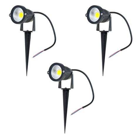Pack 3 Foco LED Estaca Jardín 7W Frío-0