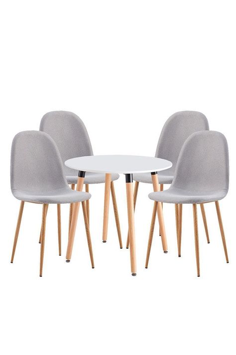 Juego de Comedor Redondo de 4 Sillas Blanco-0