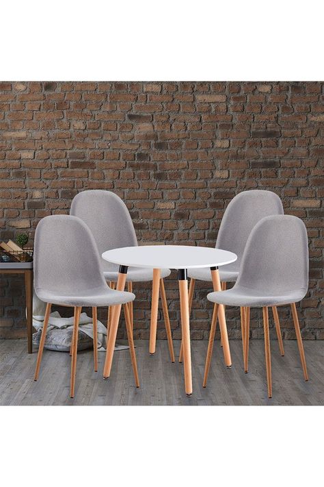 Juego de Comedor Redondo de 4 Sillas Blanco-5