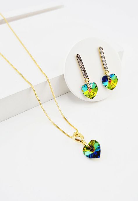 Conjunto Romance Gold Cristales Vitral Medium-1