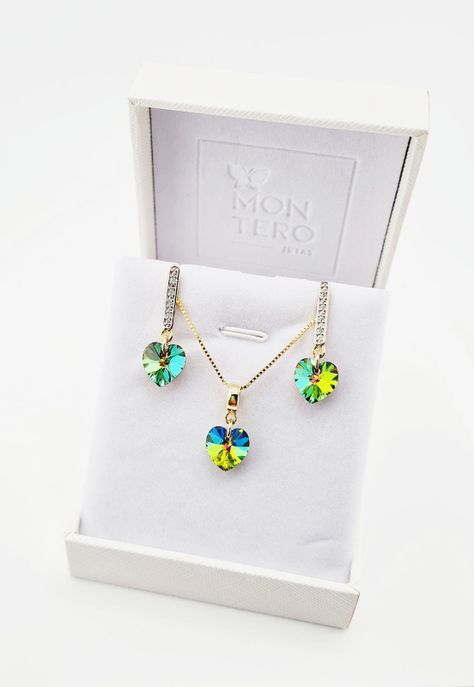Conjunto Romance Gold Cristales Vitral Medium-4