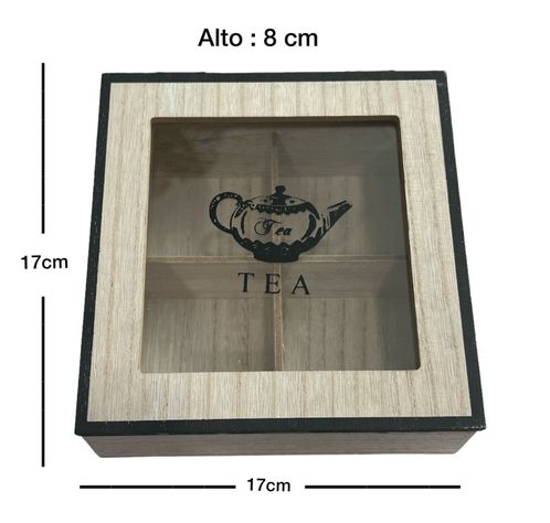 Caja De Té Mediana De Madera 4 Espacios Con Diseños-1
