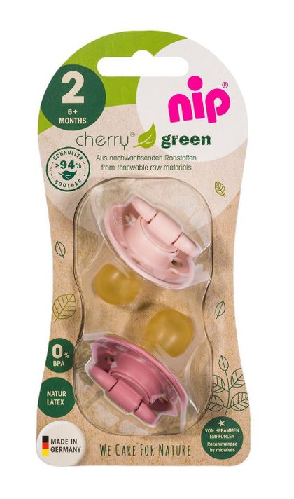 Chupetes Cherry Green Caucho 6+ meses 2 unidades Rosados-0