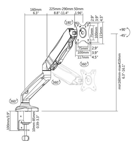 Soporte Monitor Neumático Escritorio 13-27 Pulgadas-4