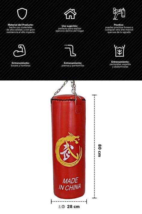 Saco Boxeo Punching Ball 80 cm Rojo-2