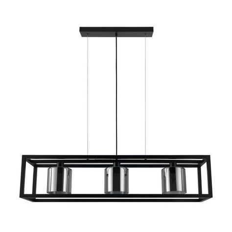 LAMPARA COLGANTE BRISLING ACERO NEGRO E27 3X60W IP20 COD.33985-0