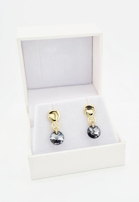 Aros Punto de Luz Gold Cristales Genuinos  Silver Night-2