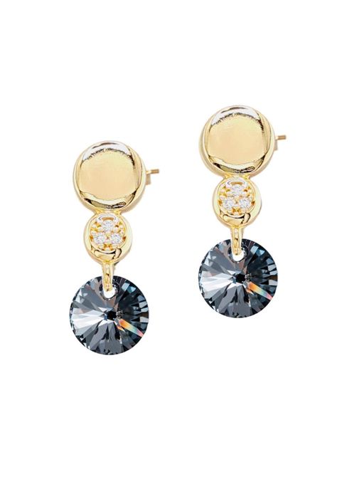 Aros Punto de Luz Gold Cristales Genuinos  Silver Night-0