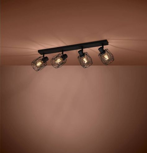 FOCO SOBREPUESTO TECHO TOSSINO ACERO NEGRO E27 4X40W IP20 COD.390044-1