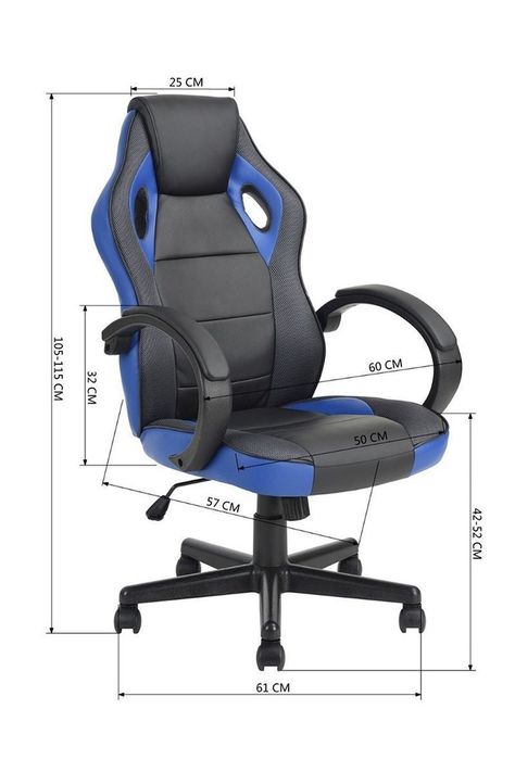 Silla Gamer Pu Ergonómica Escritorio Tunney Azul-2